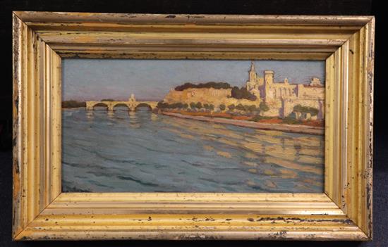 Leon Raoul Lanternier (1870-1955) View of Avignon 7 x 13in.